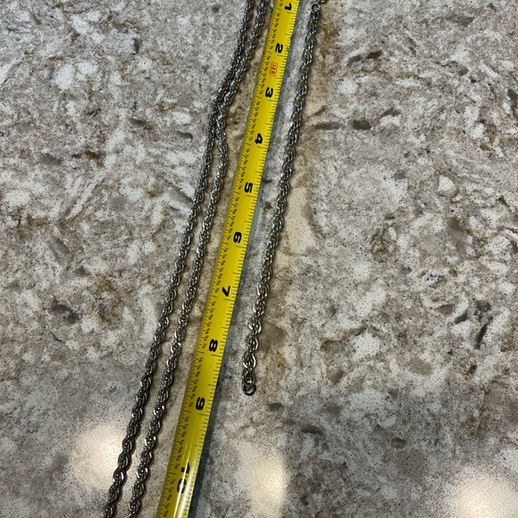 90 grams Vintage sterling silver thick rope chain long necklace & bracelet set - Picture 3 of 16